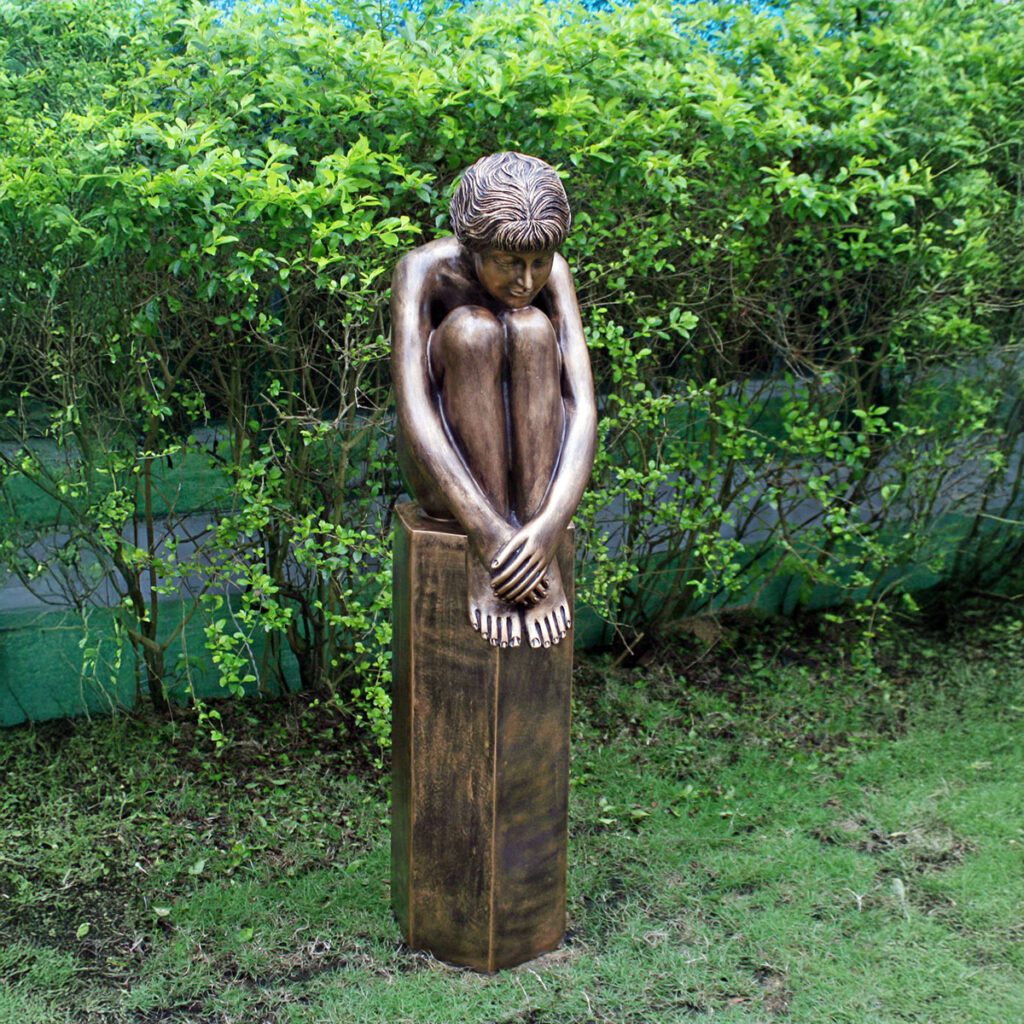 Enigma Bronze Effect Sophia On Column Garden Statue 00287260 2